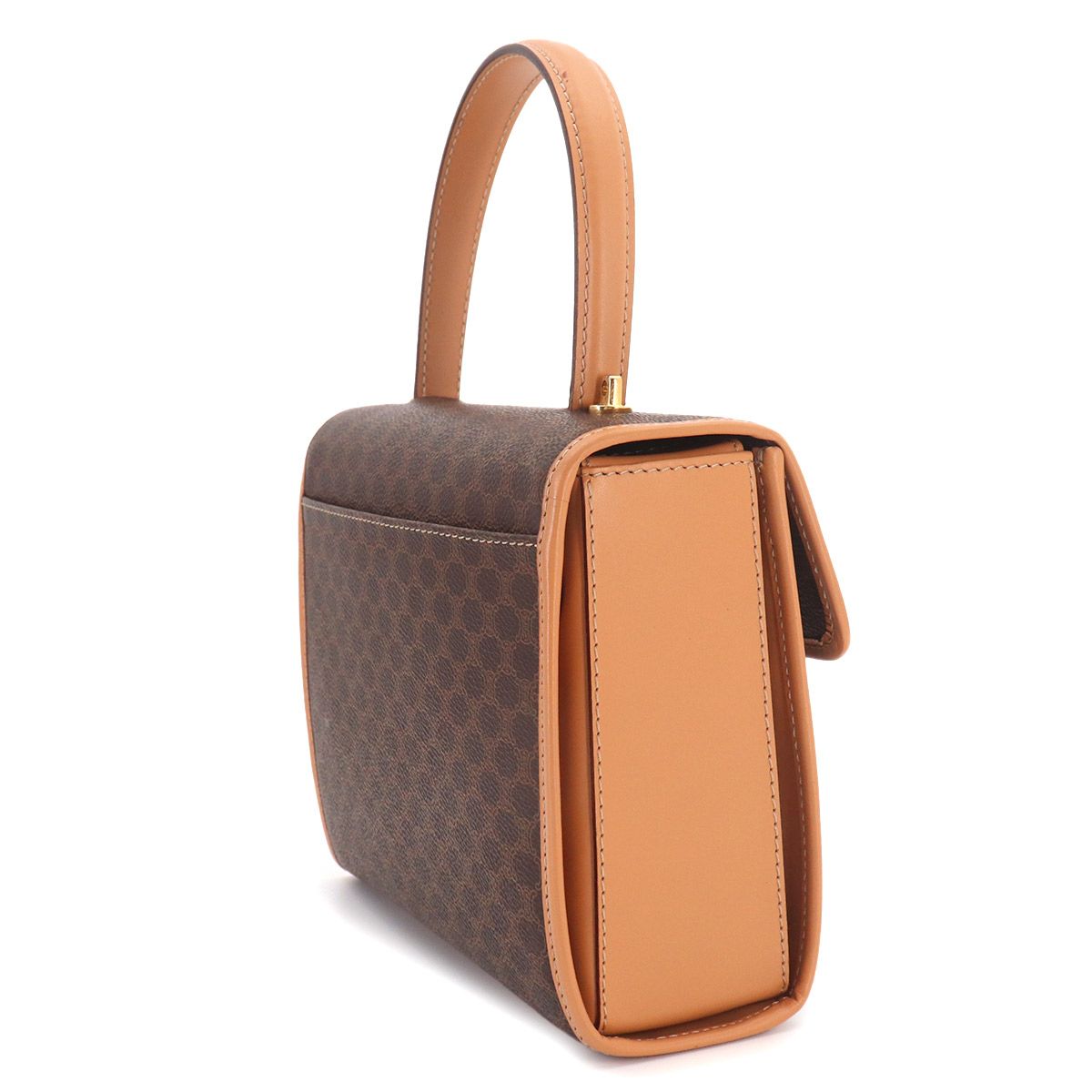 Celine Macadam Pattern 2-Way Bag Leather Brown Gold Vintage — view 3
