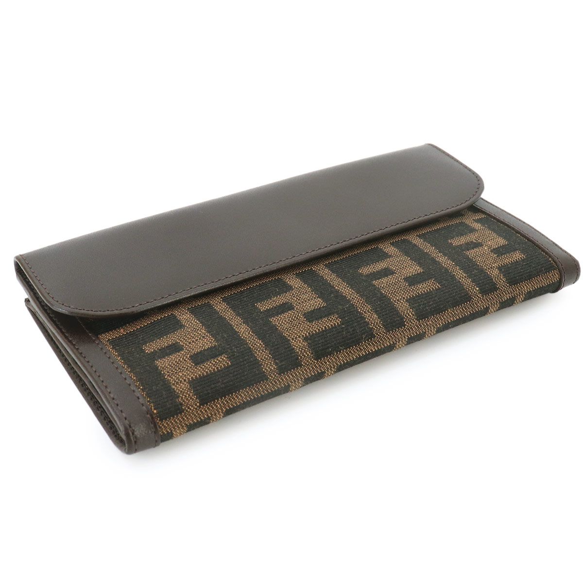 Fendi Zucca Pattern Bifold Wallet Canvas Leather Brown — view 4