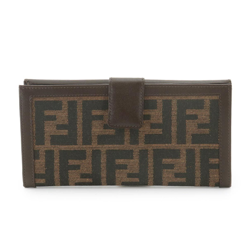 Fendi Zucca Pattern Bifold Wallet Canvas Leather Brown — view 3