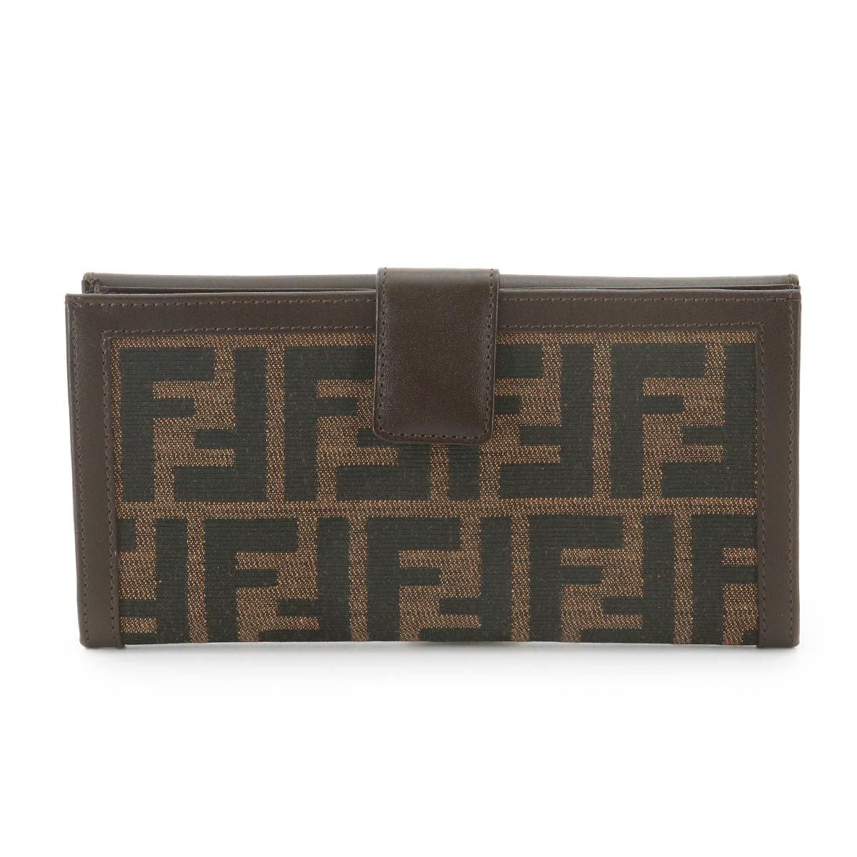 Fendi Zucca Pattern Bifold Wallet Canvas Leather Brown — view 3