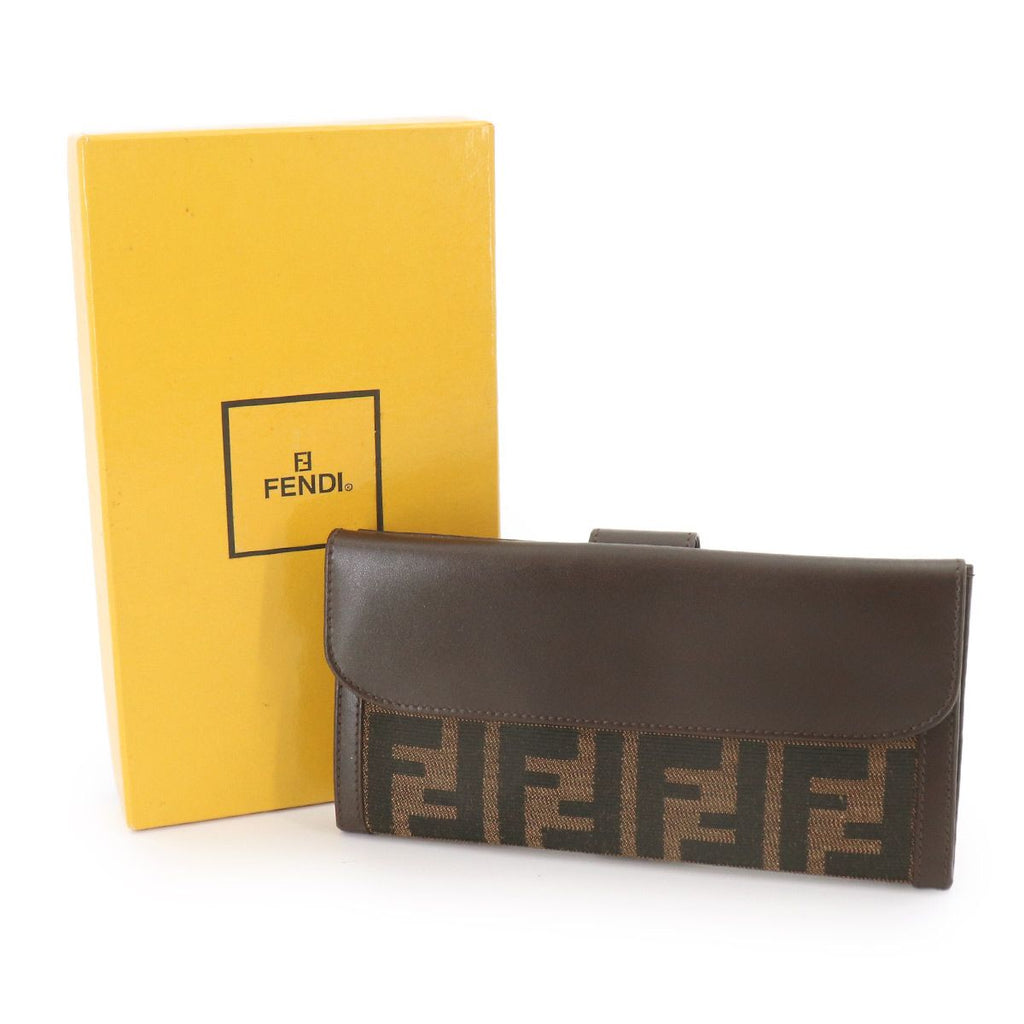 Fendi Zucca Pattern Bifold Wallet Canvas Leather Brown — view 2