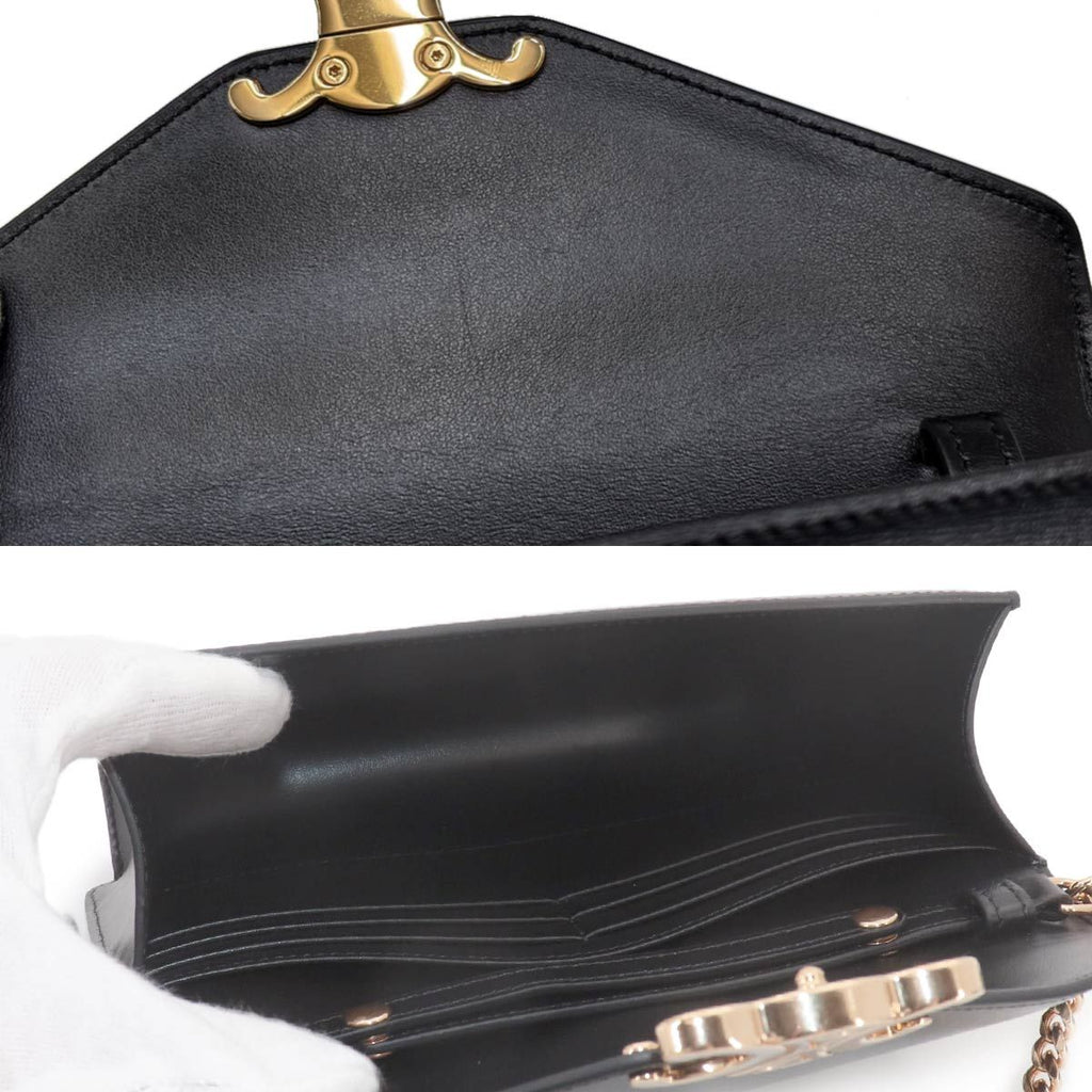 Celine Margo Triomphe Chain Wallet Leather Black Gold Shoulder — view 9