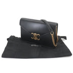 Celine Margo Triomphe Chain Wallet Leather Black Gold Shoulder — view 2