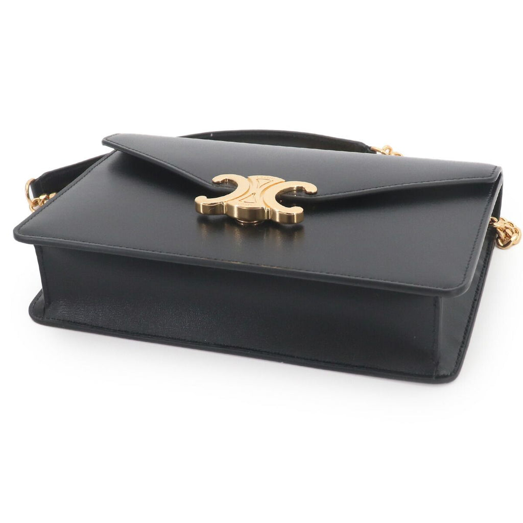 Celine Margo Triomphe Chain Wallet Leather Black Gold Shoulder — view 5