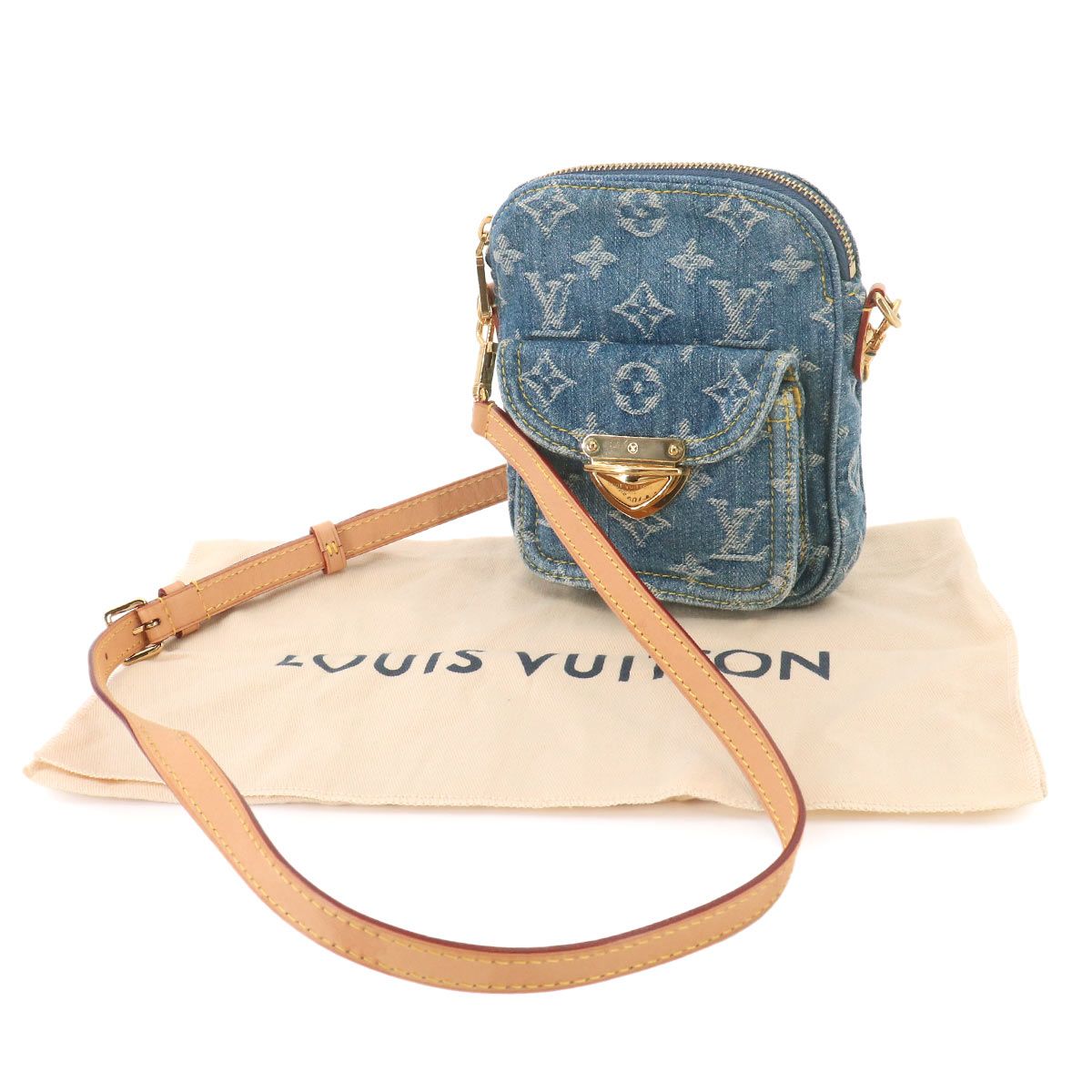 Louis Vuitton LV Remix Pochette Fairfax Shoulder Bag Monogram Denim Blue — view 2