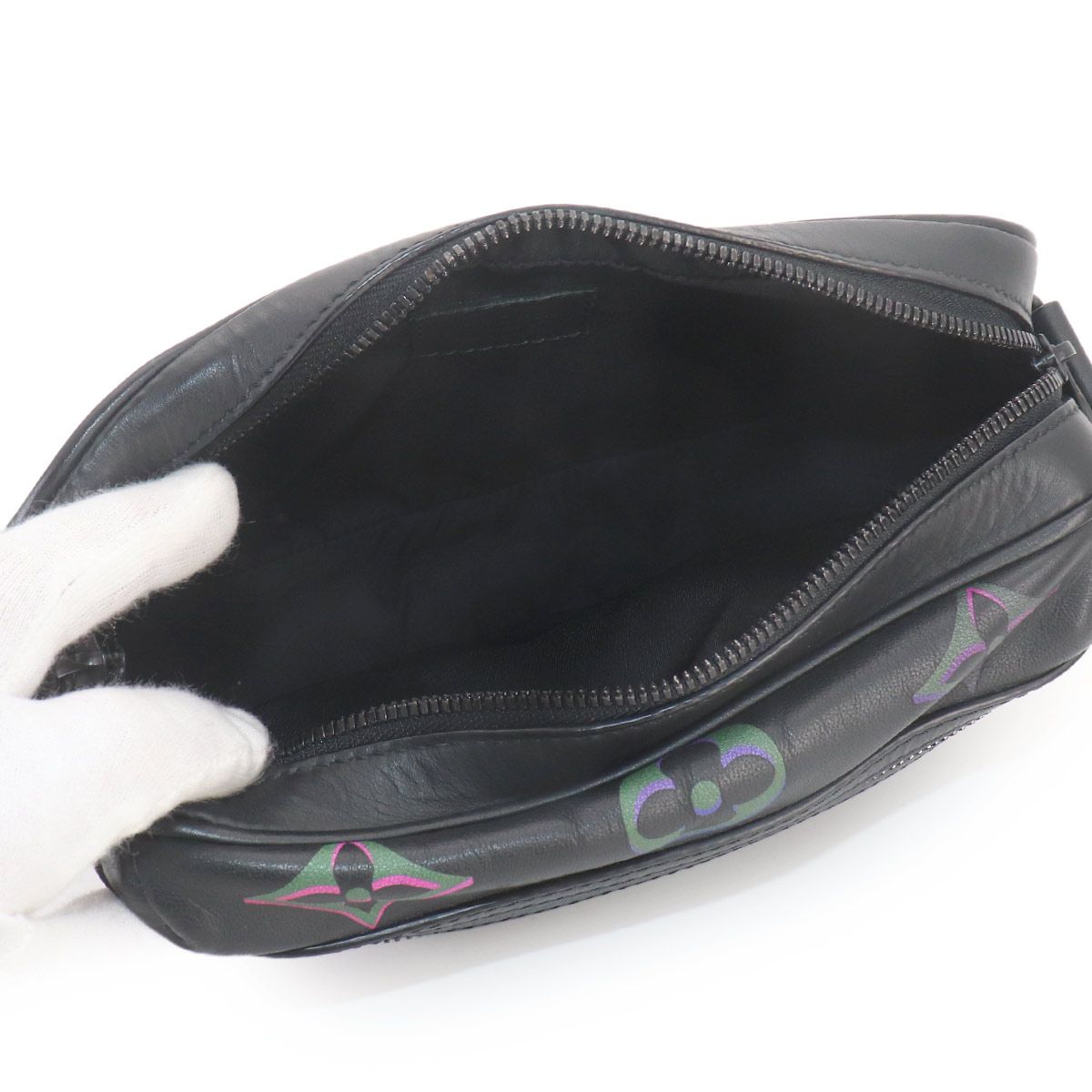 Louis Vuitton Comet Messenger Shoulder Bag Leather Black Multicolor — view 6