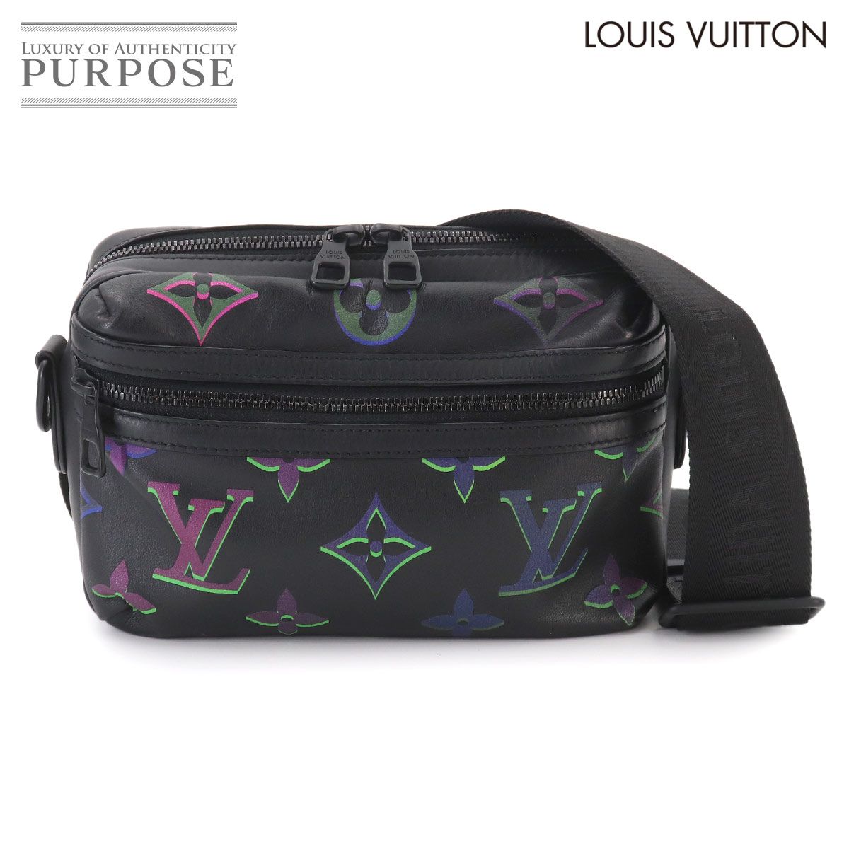 Louis Vuitton Comet Messenger Shoulder Bag Leather Black Multicolor