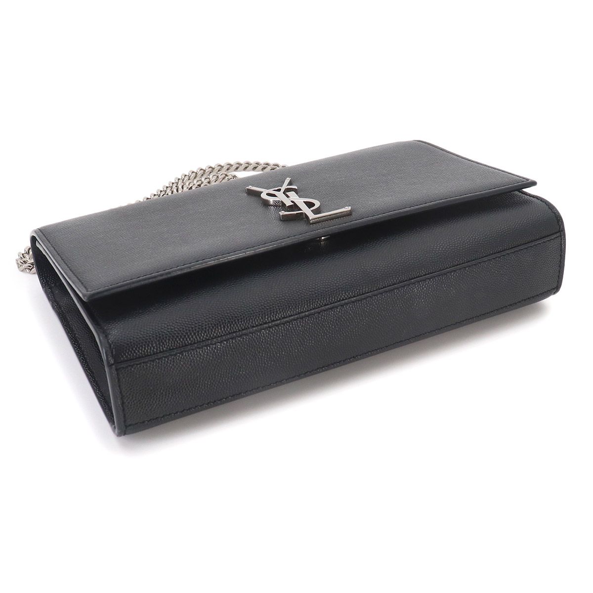 Saint Laurent Kate Chain Shoulder Bag Leather Black Medium — view 4