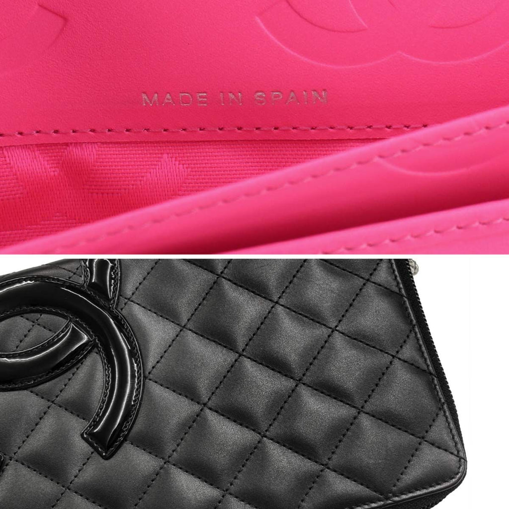 Chanel Cambon Line Zip Around Wallet Calfskin Enamel Black — view 9