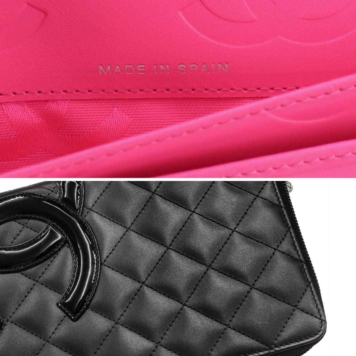 Chanel Cambon Line Zip Around Wallet Calfskin Enamel Black — view 9
