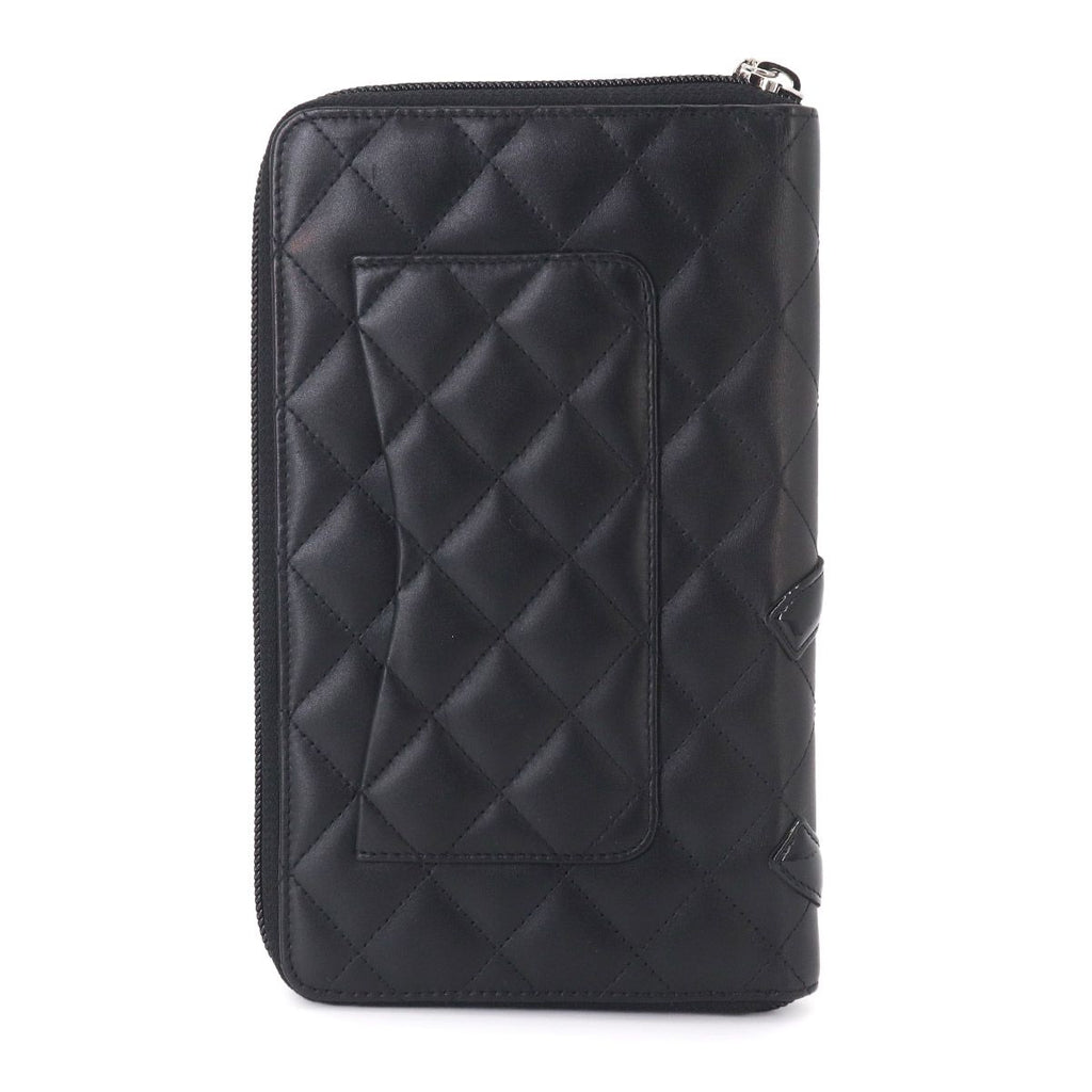 Chanel Cambon Line Zip Around Wallet Calfskin Enamel Black — view 3