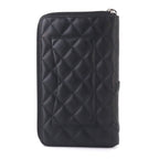Chanel Cambon Line Zip Around Wallet Calfskin Enamel Black — view 3