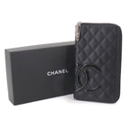 Chanel Cambon Line Zip Around Wallet Calfskin Enamel Black — view 2