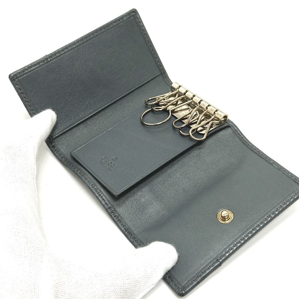 Gucci Key Case Guccissima Leather Gray Key Holder — view 6
