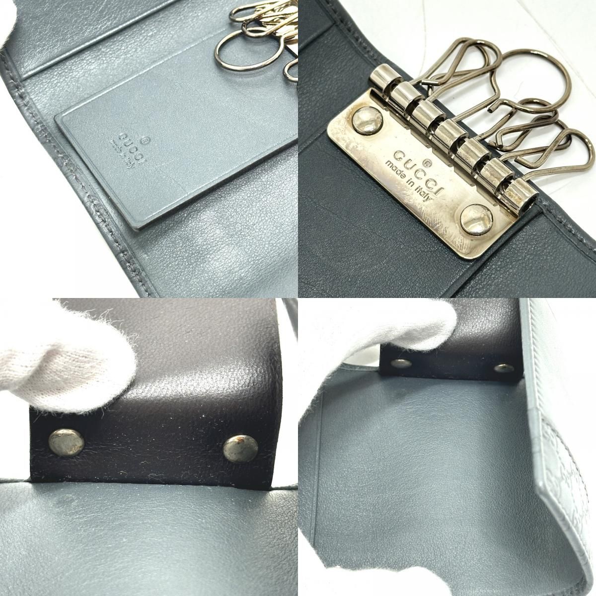 Gucci Key Case Guccissima Leather Gray Key Holder — view 8