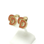 Dior Earrings CD Logo Metal Gold Salmon Pink — view 2