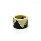Chanel Ring CC Logo Bicolor Pearl Plastic White Black — view 2