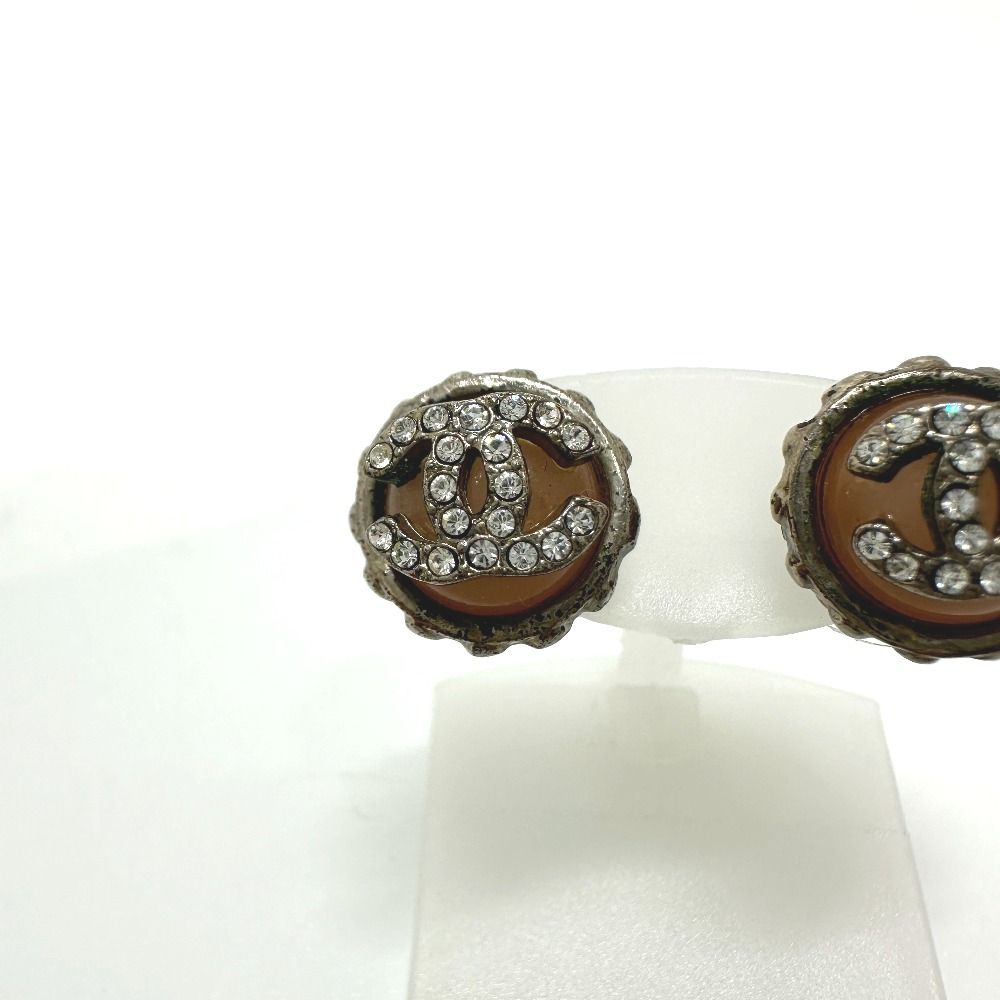 Chanel Earrings 02c Rhinestone CC Logo Metal Pink Silver — view 5