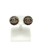 Chanel Earrings 02c Rhinestone CC Logo Metal Pink Silver