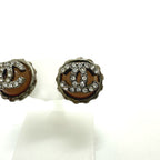 Chanel Earrings 02c Rhinestone CC Logo Metal Pink Silver — view 4