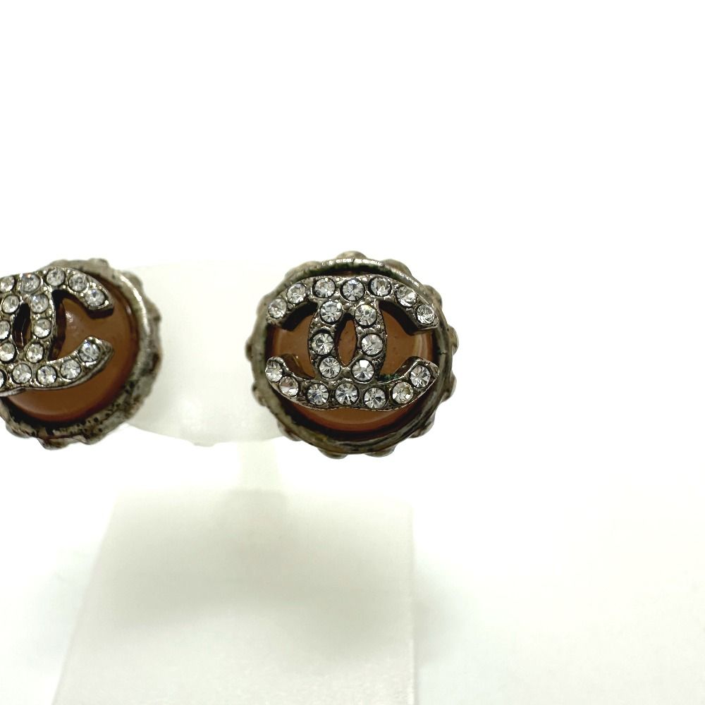 Chanel Earrings 02c Rhinestone CC Logo Metal Pink Silver — view 4