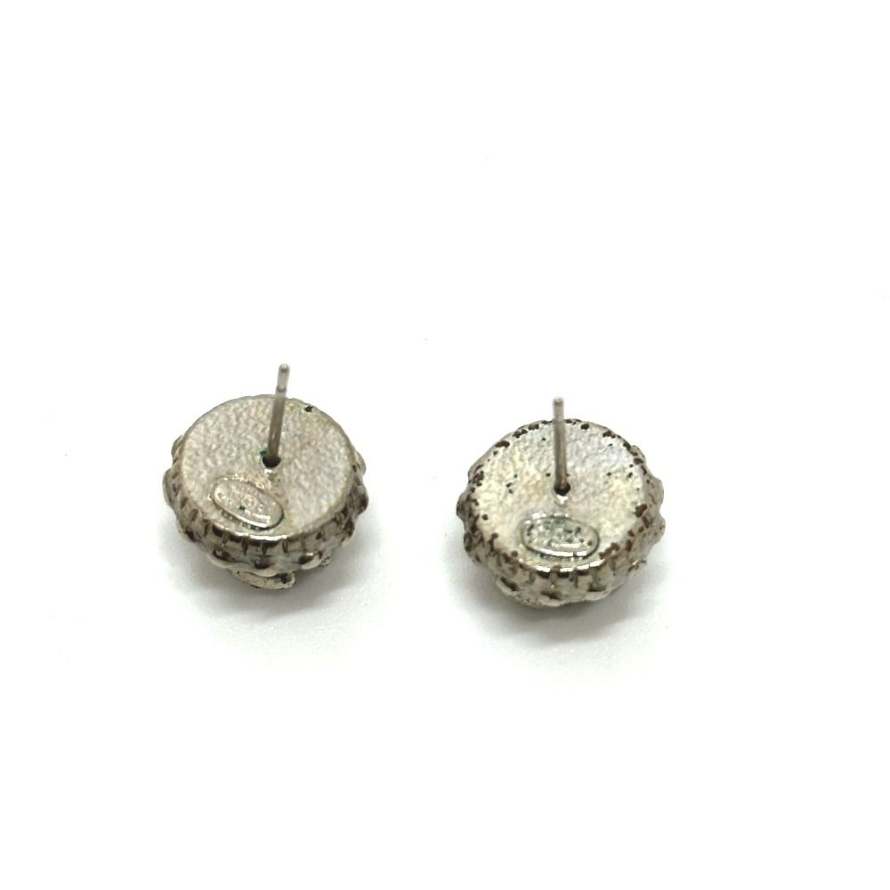 Chanel Earrings 02c Rhinestone CC Logo Metal Pink Silver — view 7