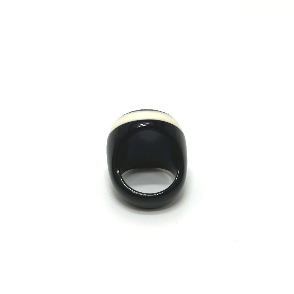 Chanel Ring CC Logo Plastic Black White — view 3