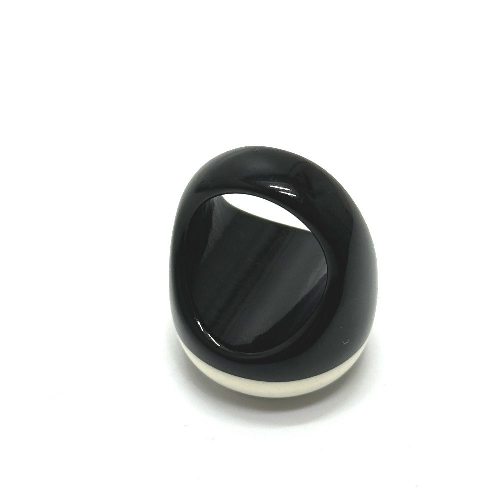 Chanel Ring CC Logo Plastic Black White — view 4