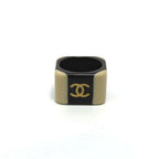 Chanel Ring CC Logo Square Plastic Black White — view 5