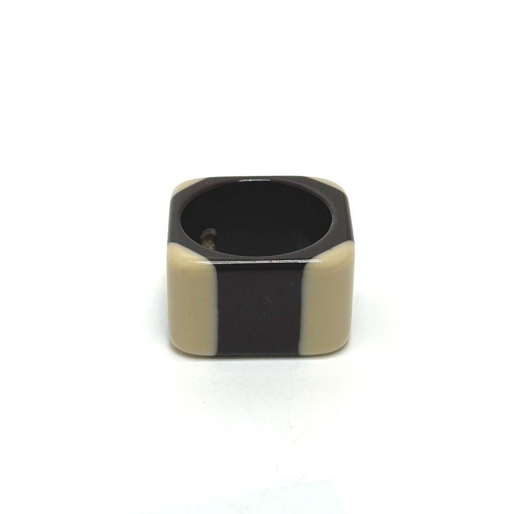 Chanel Ring CC Logo Square Plastic Black White — view 4