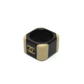 Chanel Ring CC Logo Square Plastic Black White