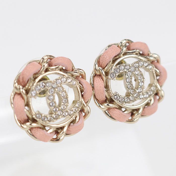 Chanel Rhinestone CC Logo Earrings Metal
