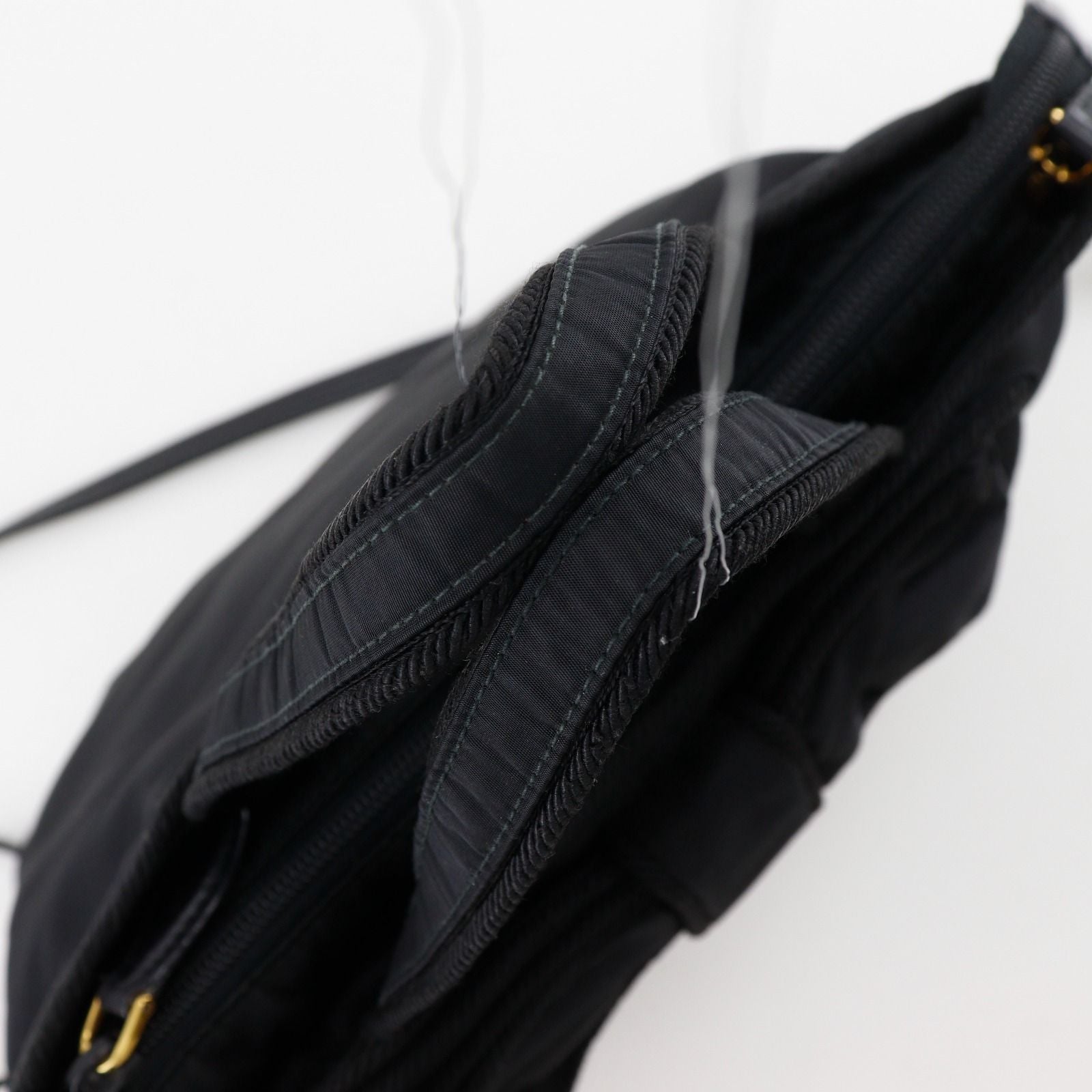 Prada Logo Ribbon 2-Way Shoulder Nylon Black Handbag — view 5