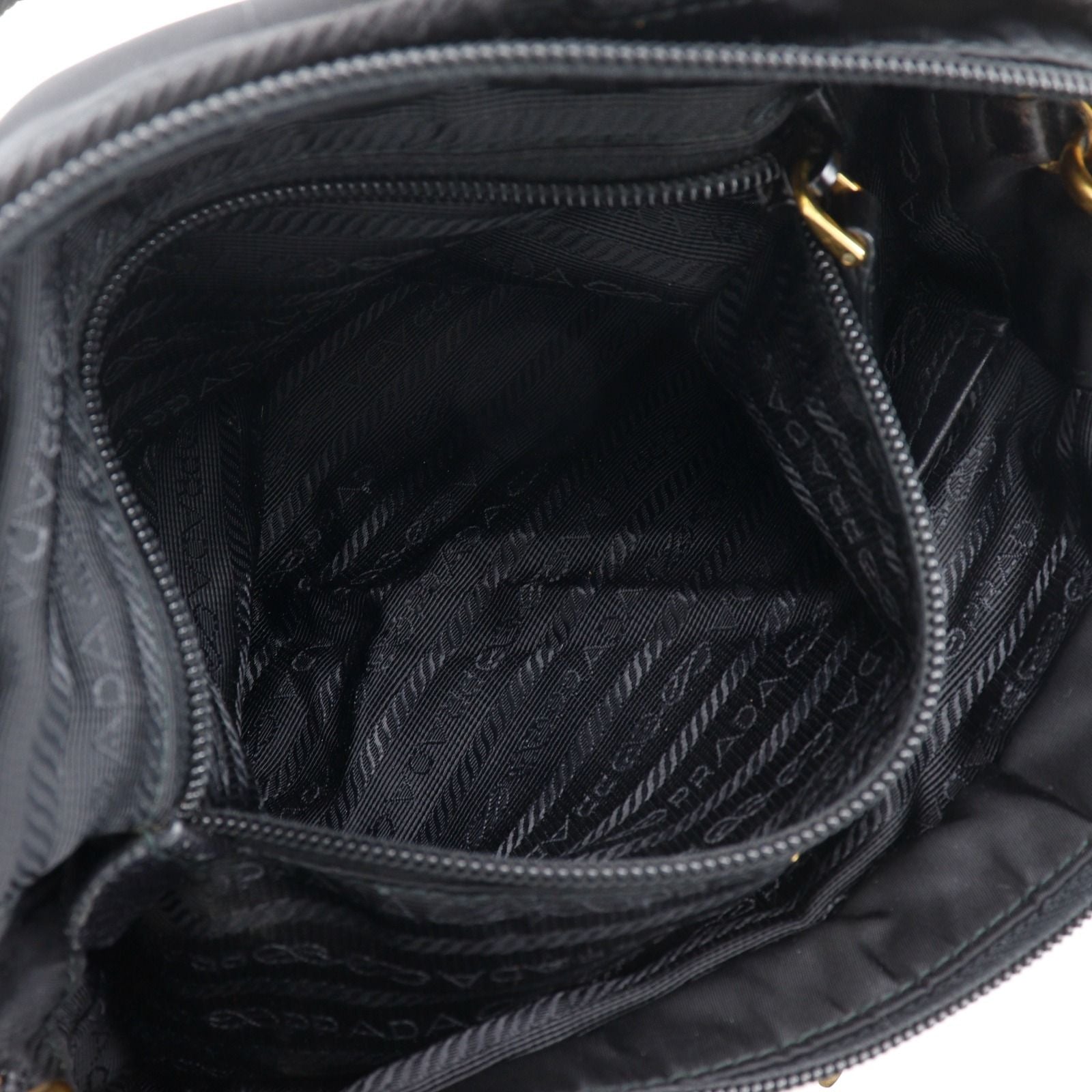 Prada Logo Ribbon 2-Way Shoulder Nylon Black Handbag — view 8