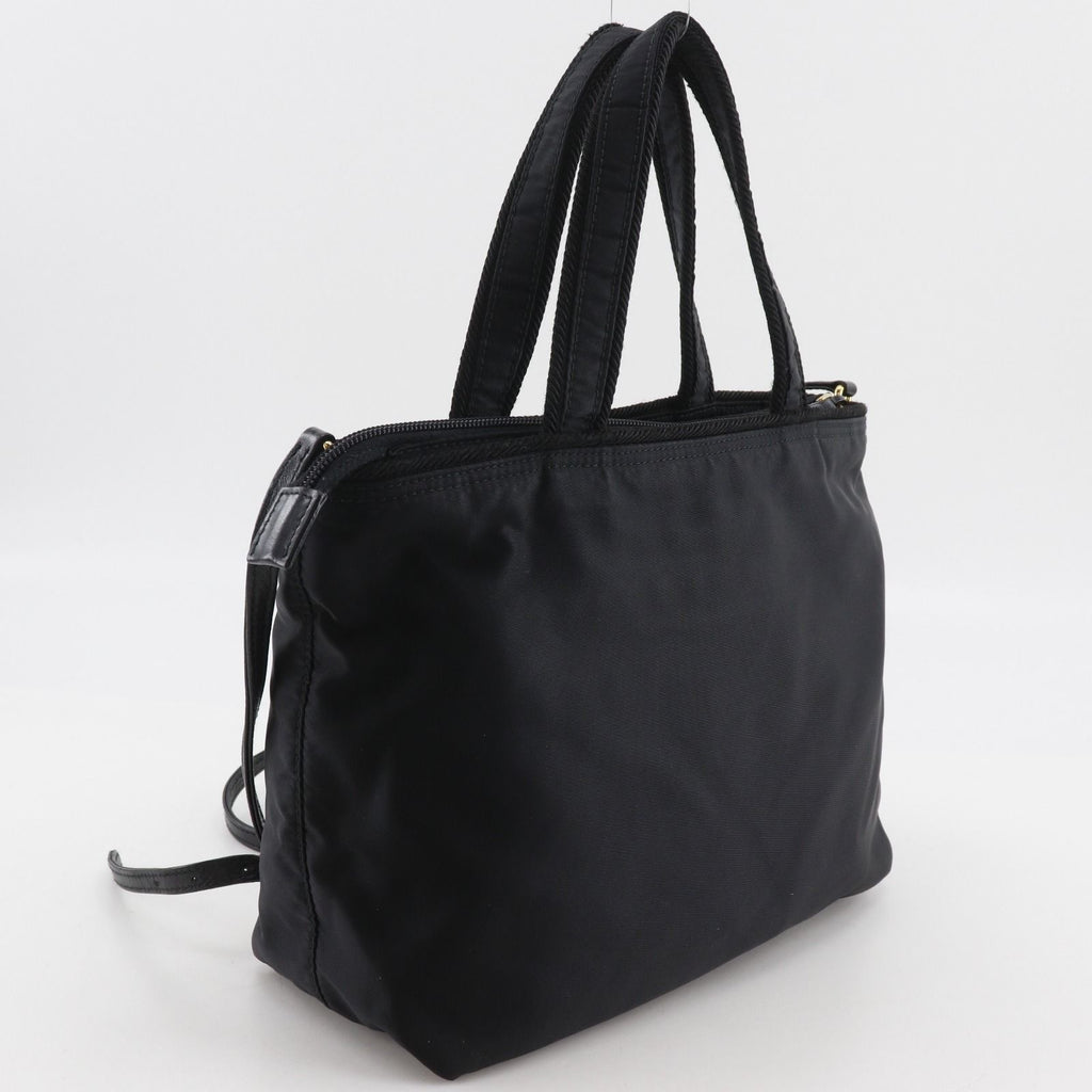 Prada Logo Ribbon 2-Way Shoulder Nylon Black Handbag — view 3