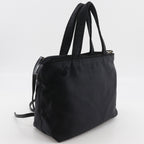 Prada Logo Ribbon 2-Way Shoulder Nylon Black Handbag — view 3
