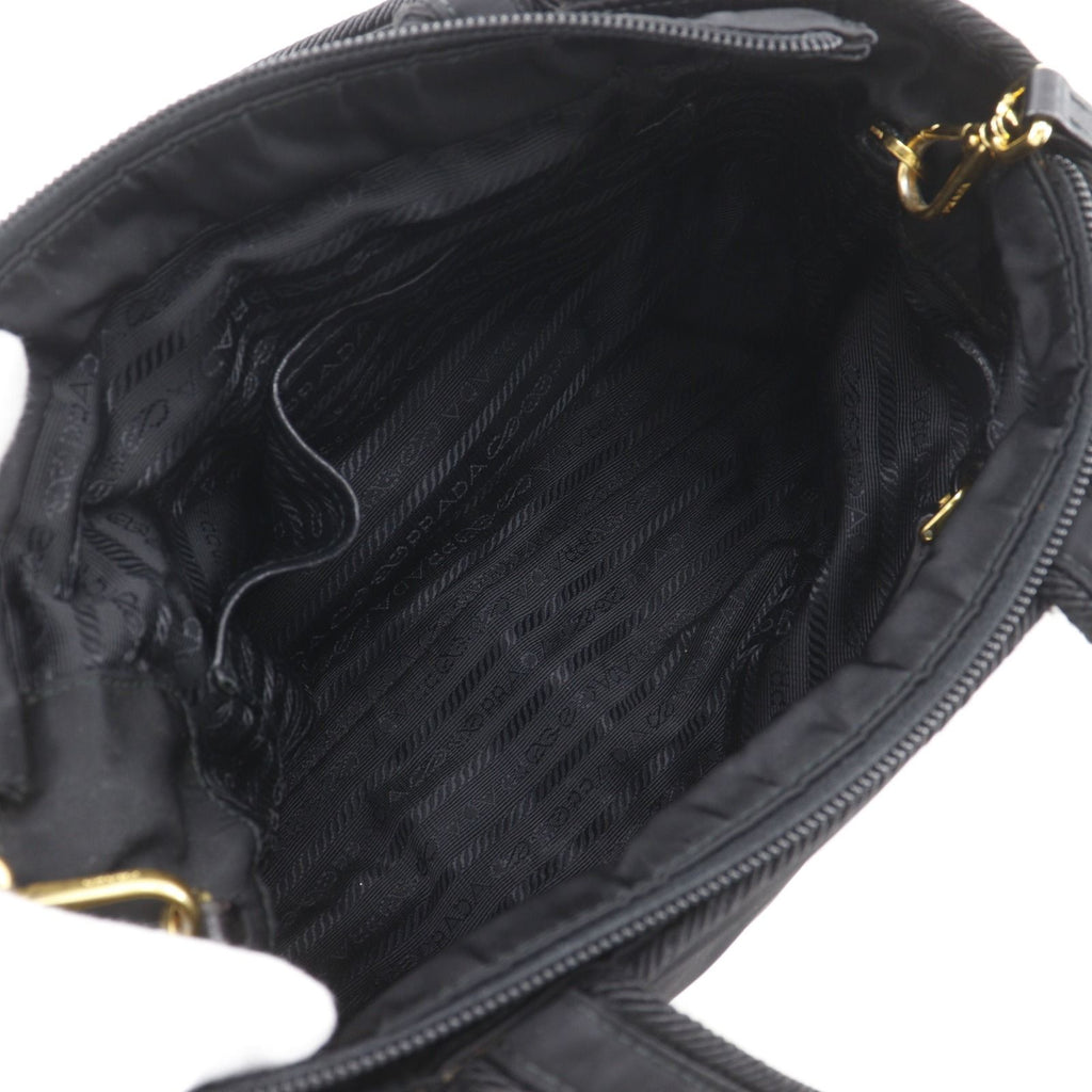 Prada Logo Ribbon 2-Way Shoulder Nylon Black Handbag — view 7
