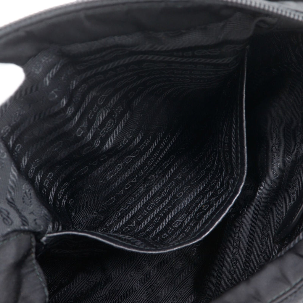 Prada Logo Ribbon 2-Way Shoulder Nylon Black Handbag — view 6