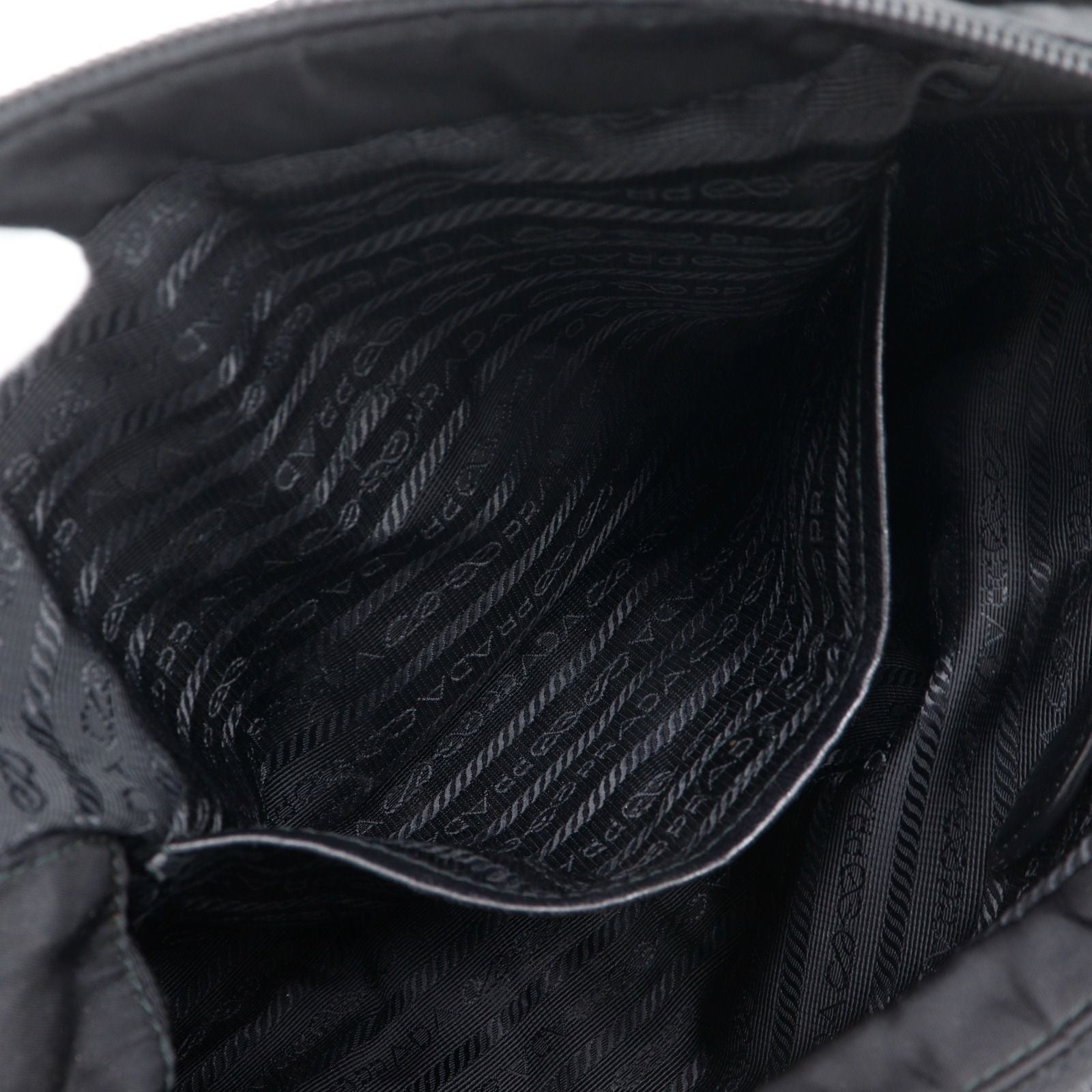 Prada Logo Ribbon 2-Way Shoulder Nylon Black Handbag — view 6
