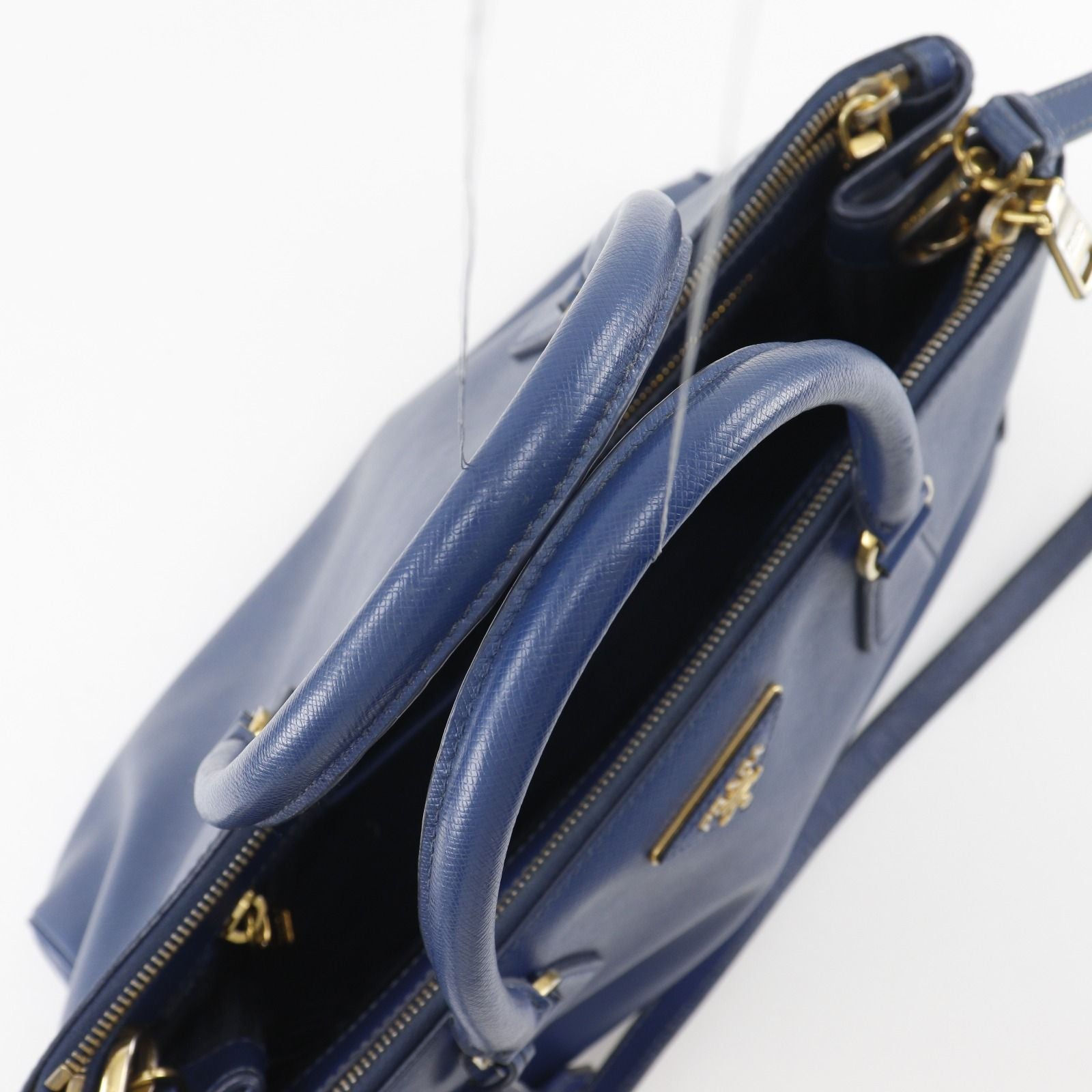 Prada Galleria 2-Way Shoulder Saffiano Blue Tote — view 5
