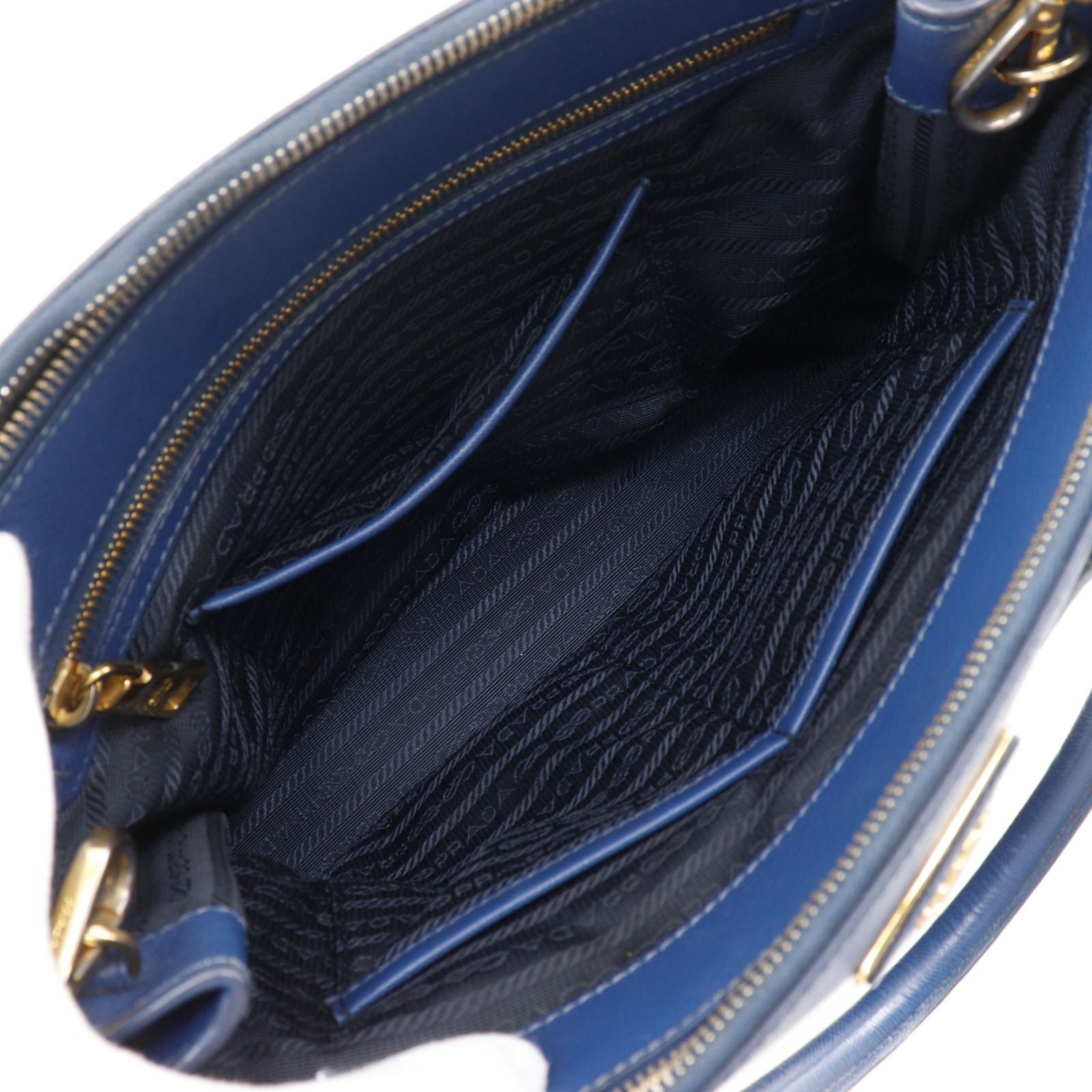 Prada Galleria 2-Way Shoulder Saffiano Blue Tote — view 6