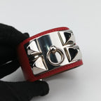 Hermes Collier de Chien Red Silver Leather Si?q Bracelet — view 4