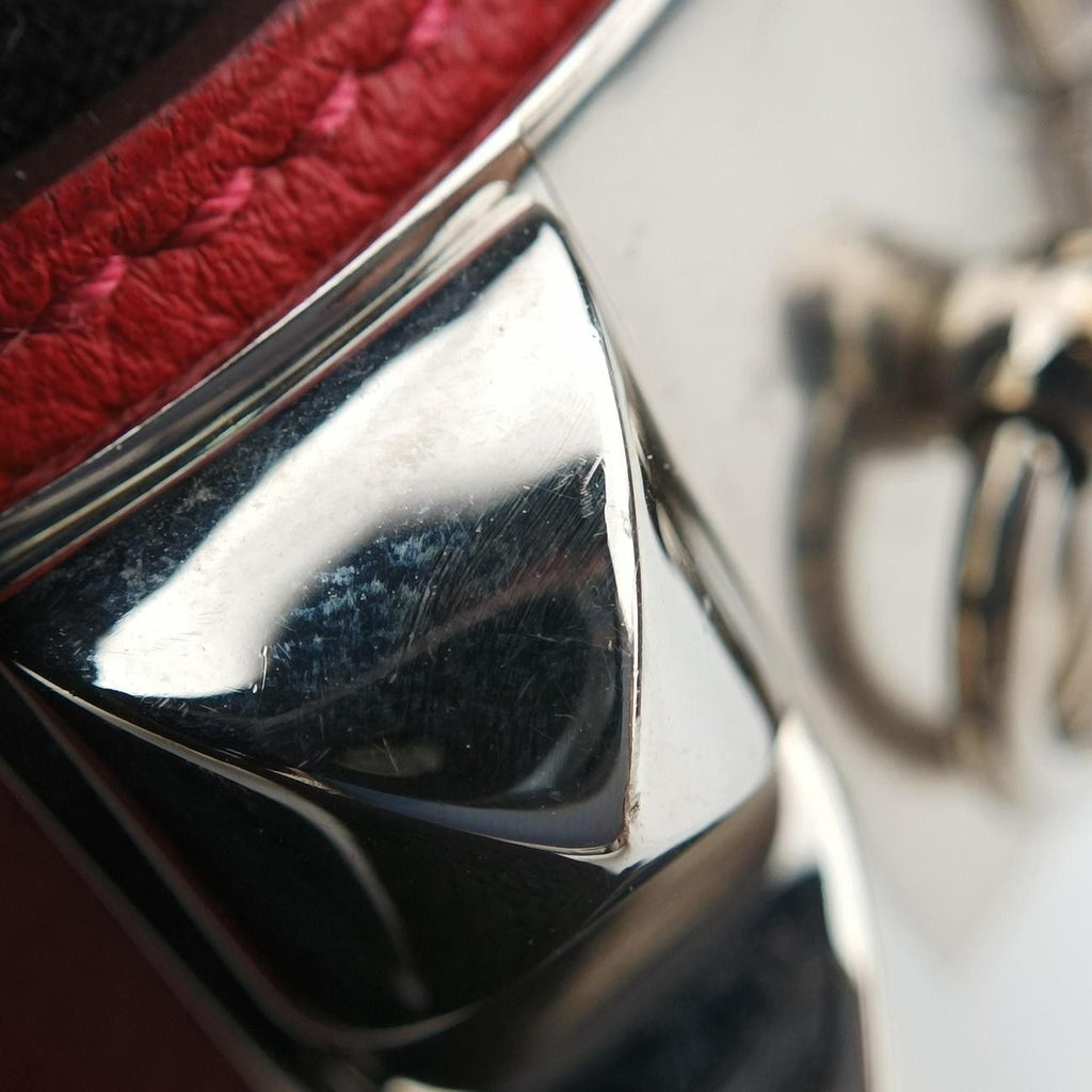 Hermes Collier de Chien Red Silver Leather Si?q Bracelet — view 9