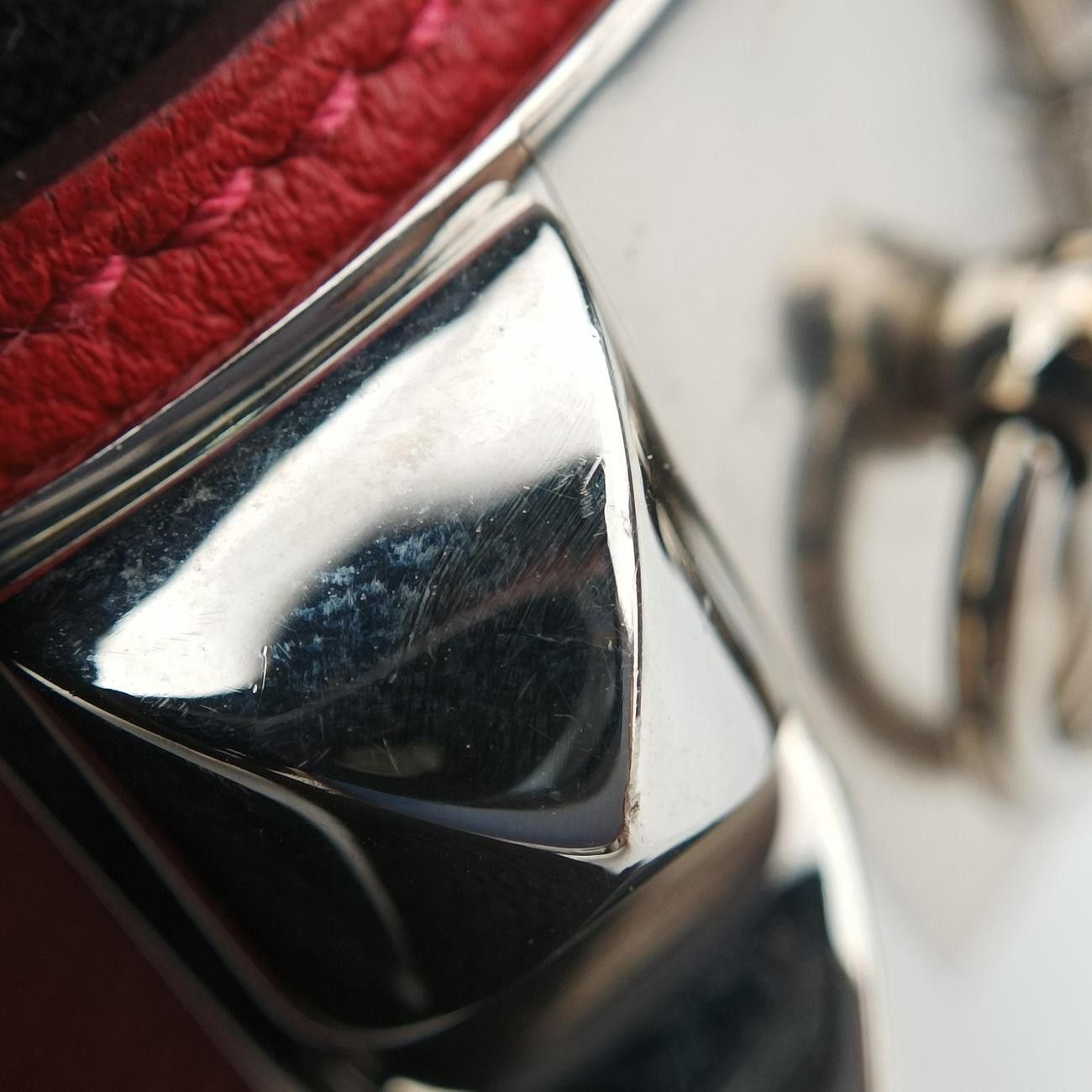 Hermes Collier de Chien Red Silver Leather Si?q Bracelet — view 9