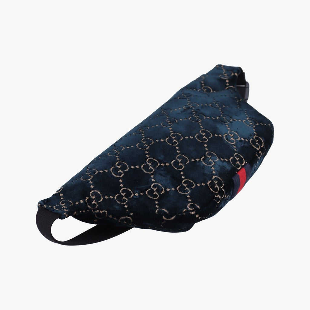 Gucci GG Velvet Blue Velour Handbag — view 7