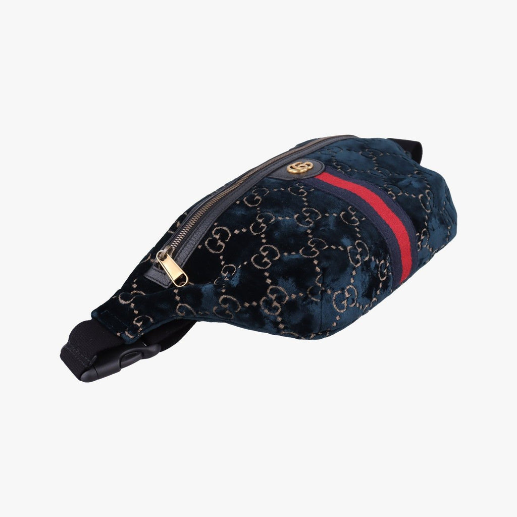 Gucci GG Velvet Blue Velour Handbag — view 5