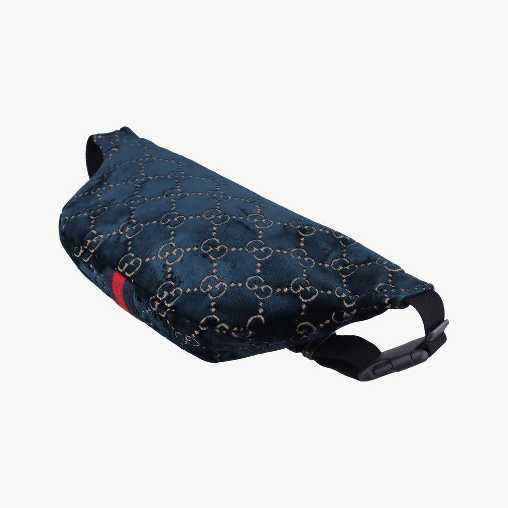 Gucci GG Velvet Blue Velour Handbag — view 6
