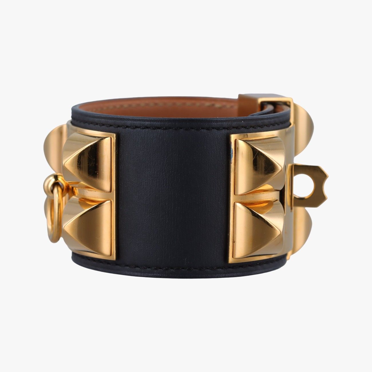 Hermes Collier de Chien Black Gold Leather S?r SI Bracelet — view 3