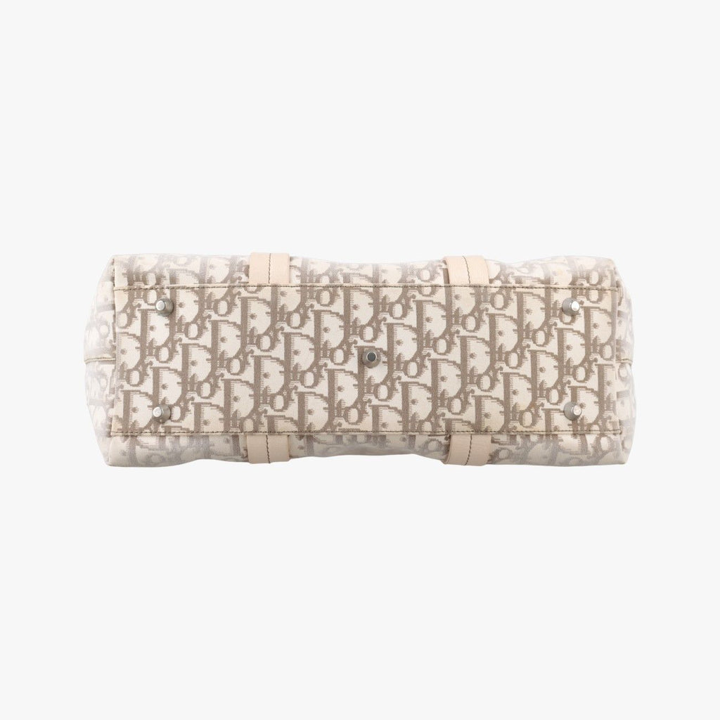 Dior Trotter Flower Line White Beige Multicolor Canvas Leather Handbag — view 3