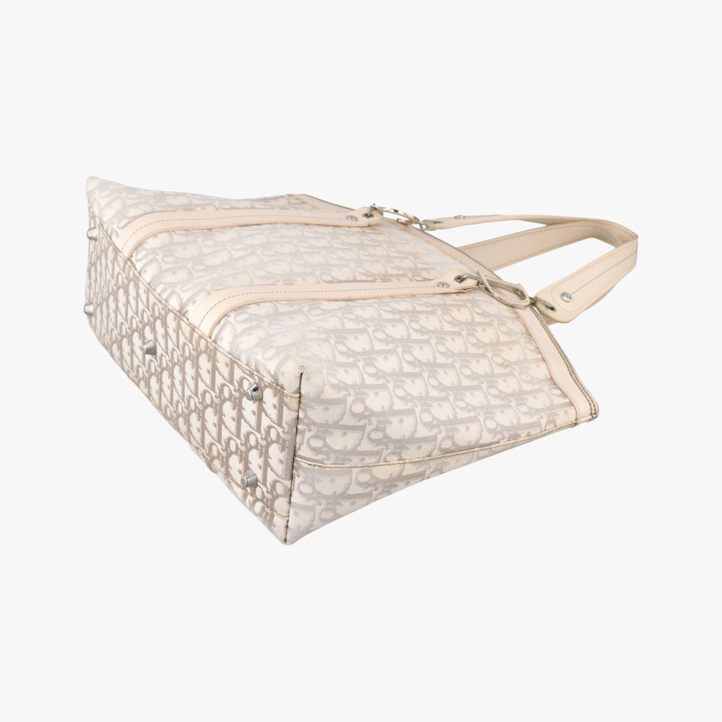Dior Trotter Flower Line White Beige Multicolor Canvas Leather Handbag — view 6